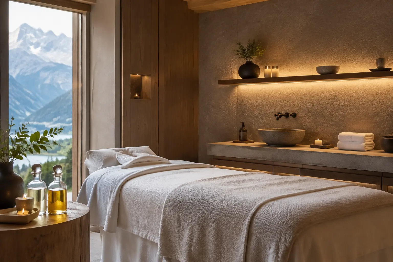 Benessere · Inverno 2026/27 — Spa treatment room, St. Moritz