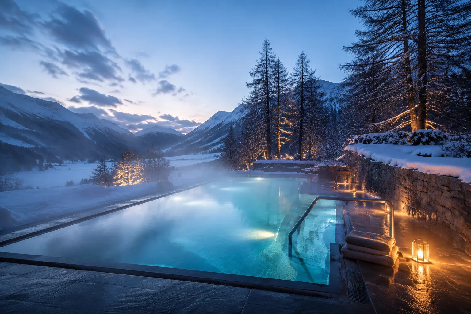 Benessere · Inverno 2026/27 — Outdoor infinity pool, St. Moritz